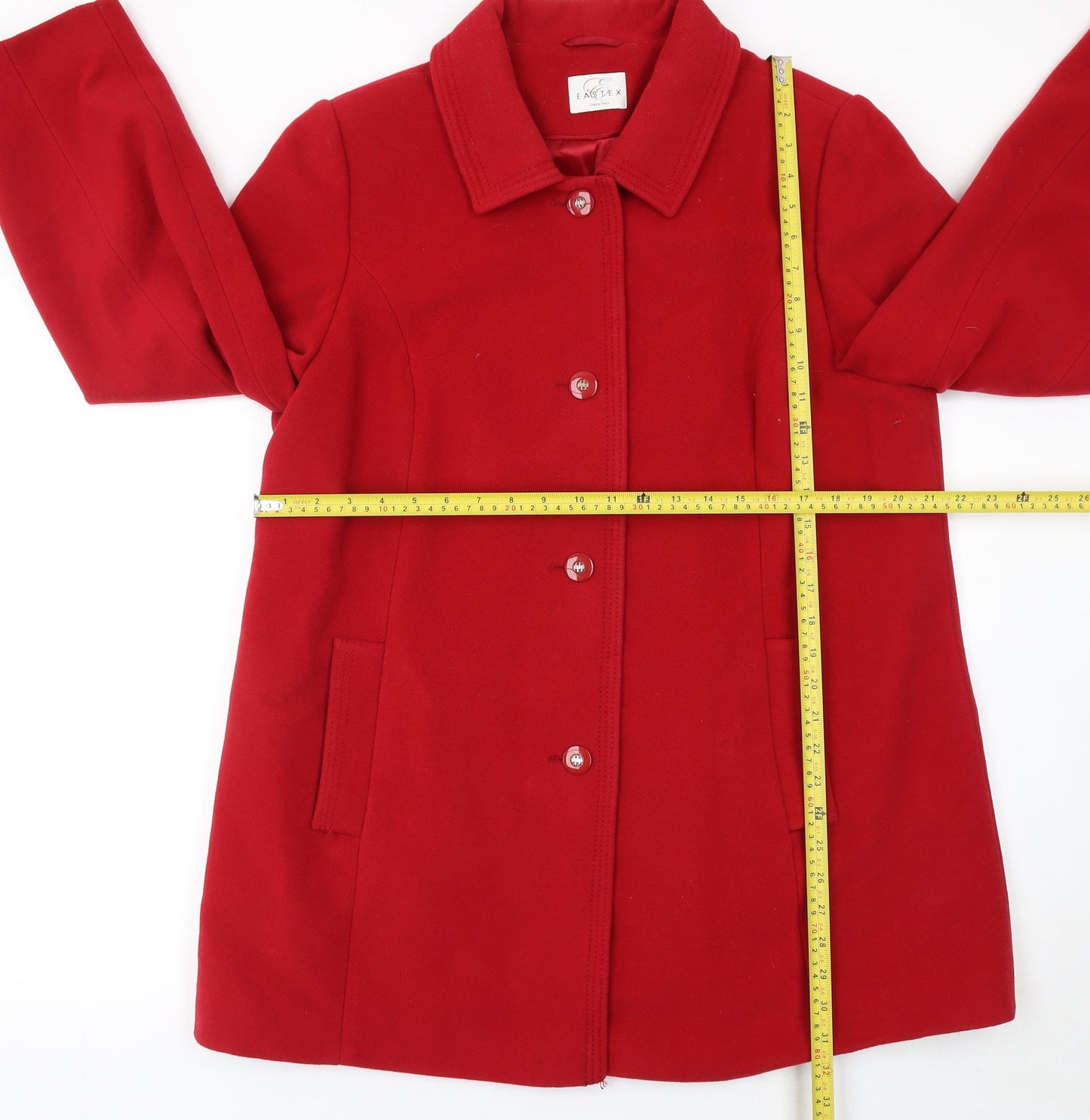 Eastex Women's Red Wool Cashmere Blend Mid-Length Coat Size 16