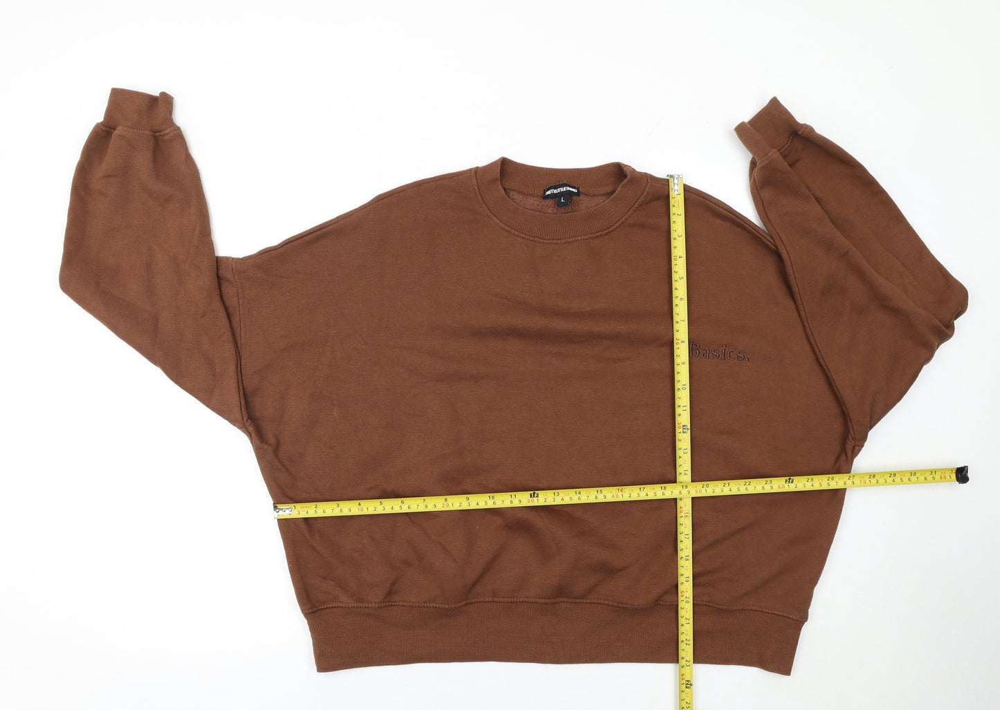 PrettyLittleThing Women Brown L Pullover Crew Neck Sweatshirt