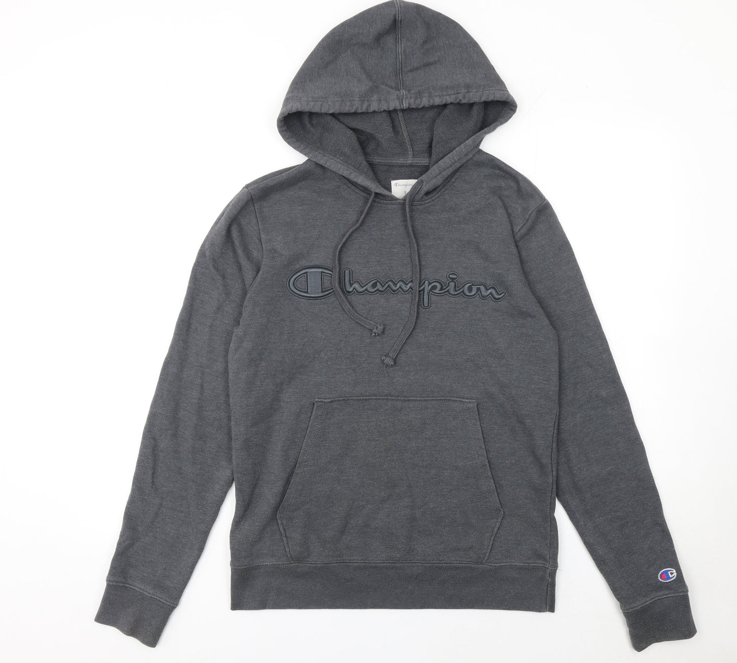 Champion Men’s Grey Pullover Hoodie S Regular Fit Logo Sweatshirt