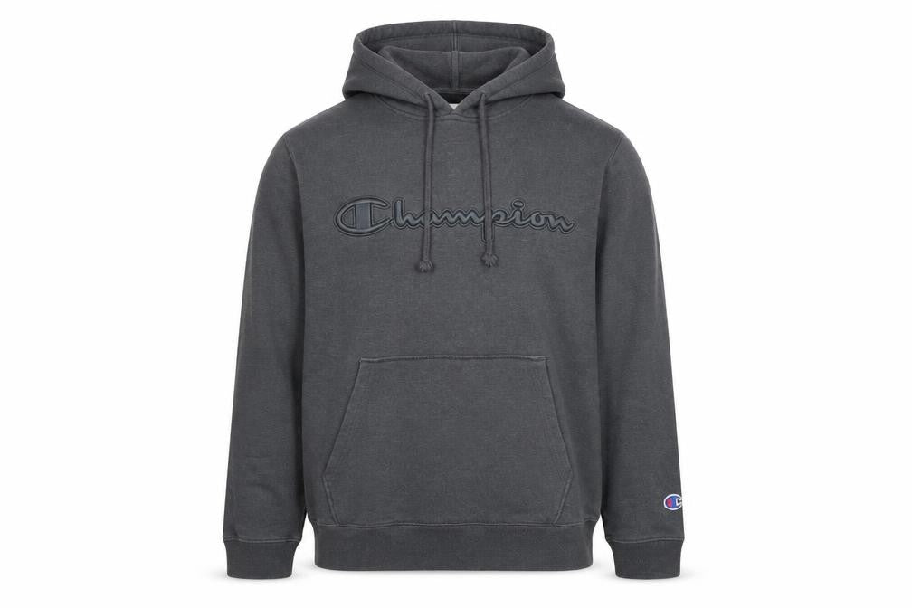 Champion Men’s Grey Pullover Hoodie S Regular Fit Logo Sweatshirt