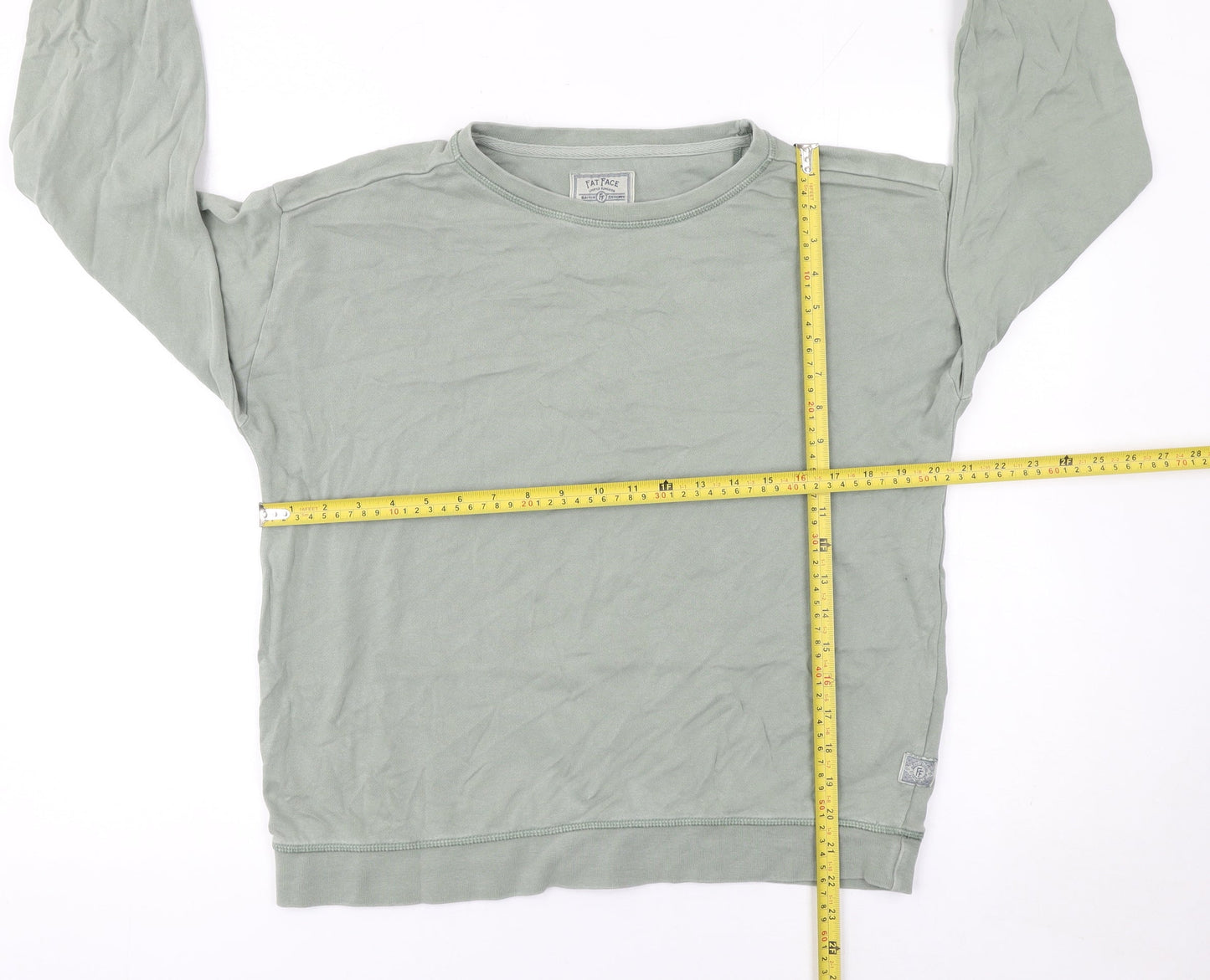 Fat Face Women’s Green Cotton Crew Neck Pullover Sweatshirt UK 8