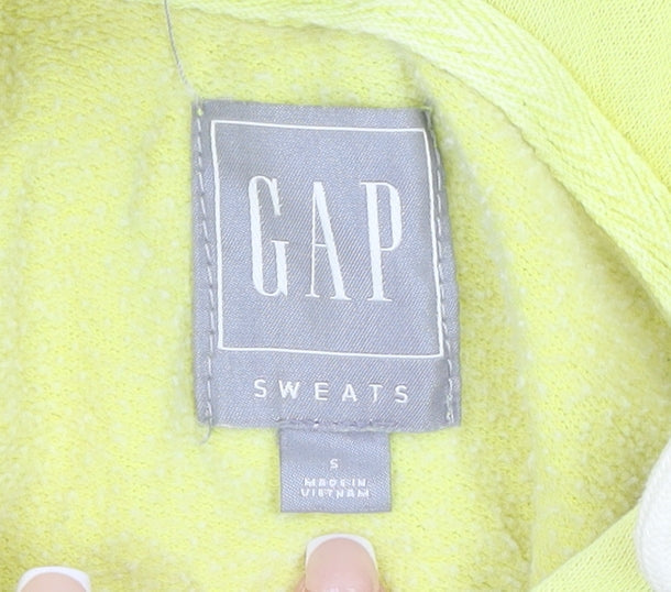 GAP Women Yellow Pullover Hoodie Small Cotton Blend Sweatshirt