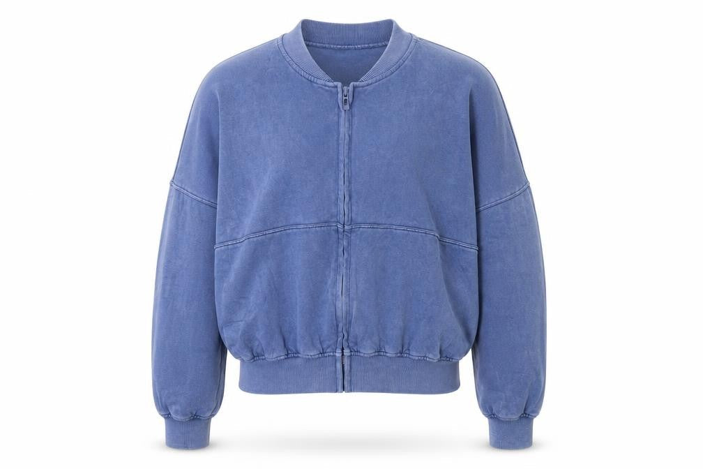 Rising Women's Blue Full Zip Cotton Sweatshirt L/XL Casual Relaxed Fit