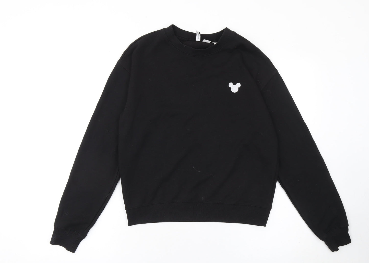 H&M Disney Women Black Cotton Crew Neck Pullover Sweatshirt Size S