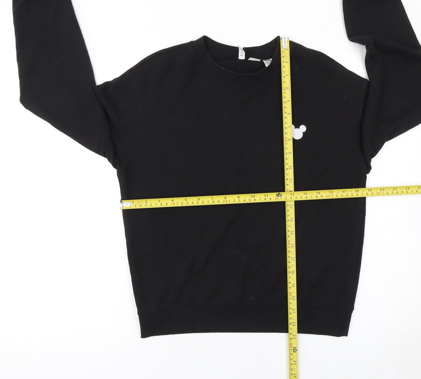 H&M Disney Women Black Cotton Crew Neck Pullover Sweatshirt Size S