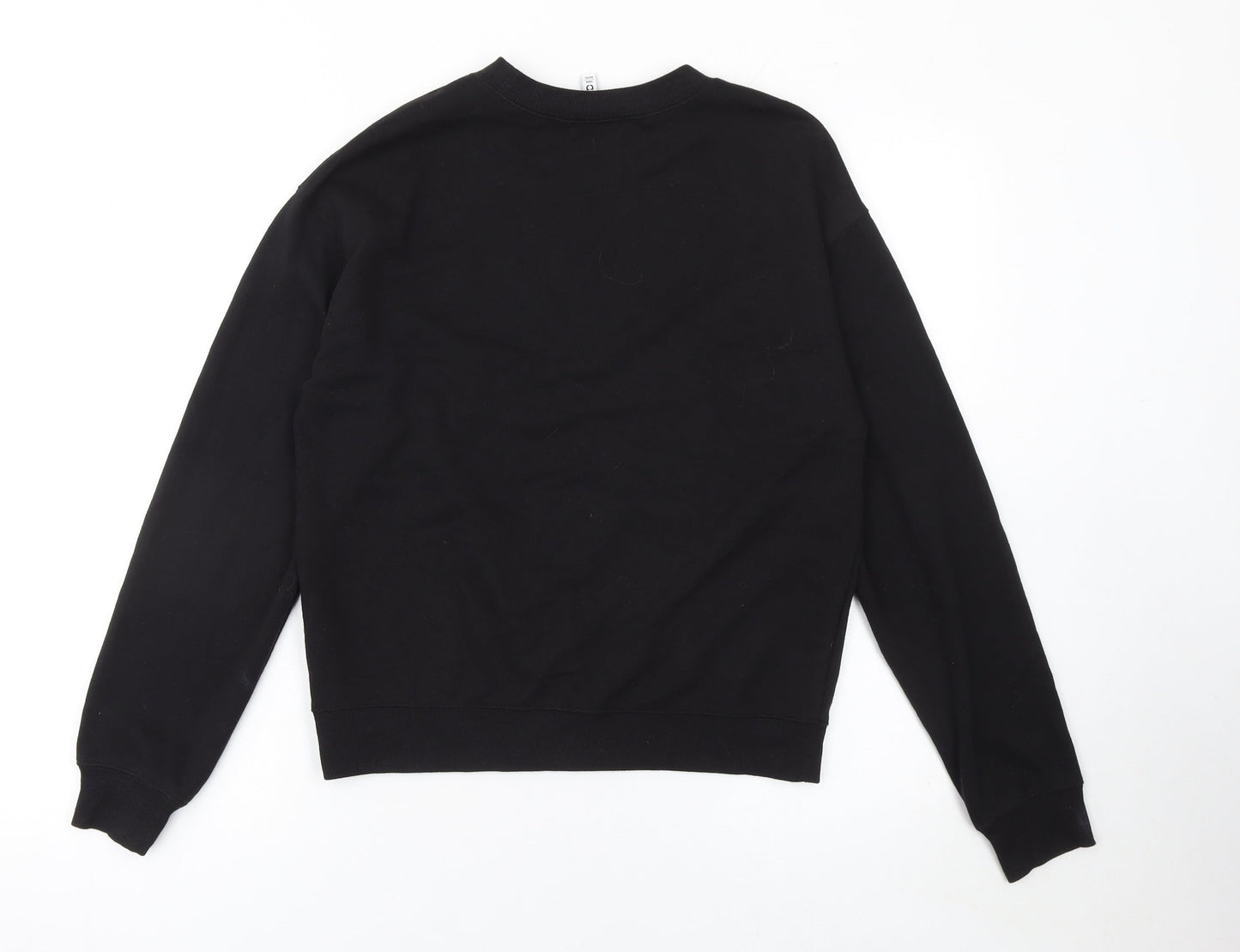 H&M Disney Women Black Cotton Crew Neck Pullover Sweatshirt Size S
