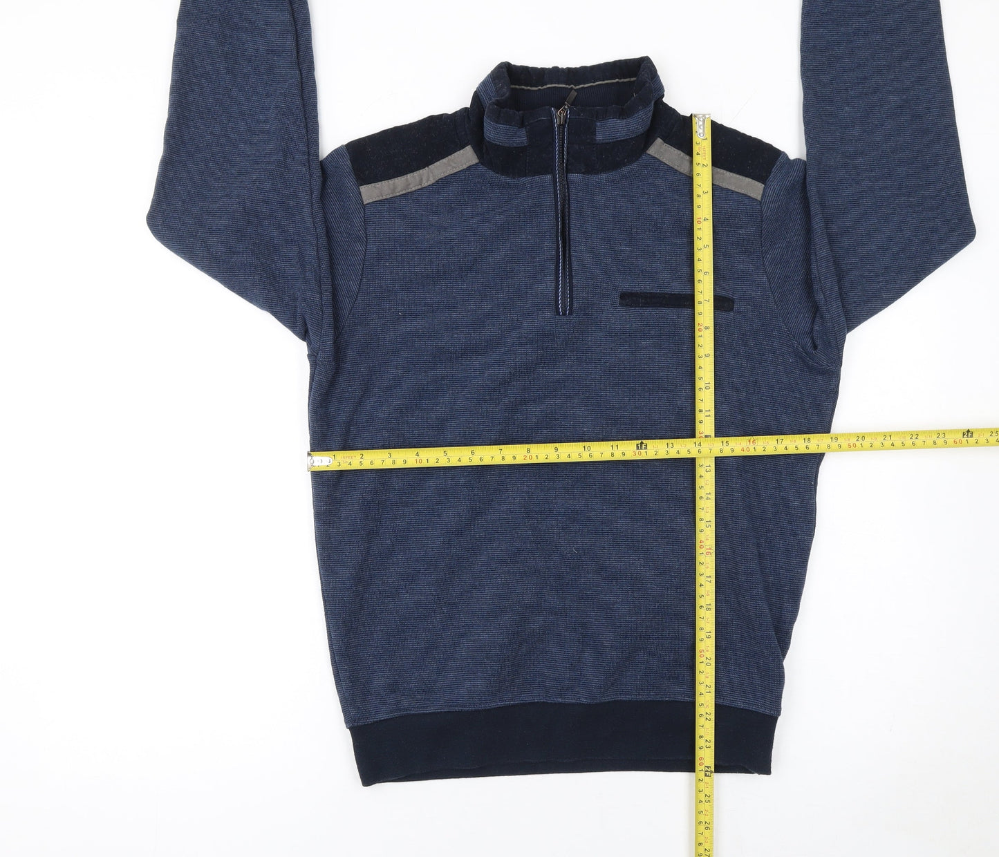 Montechiaro Men's Blue Small 1/4 Zip Pullover Sweatshirt