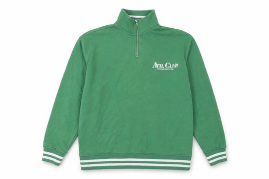 Primark Men's Green 1/4 Zip Athletic Club Graphic Sweatshirt Medium