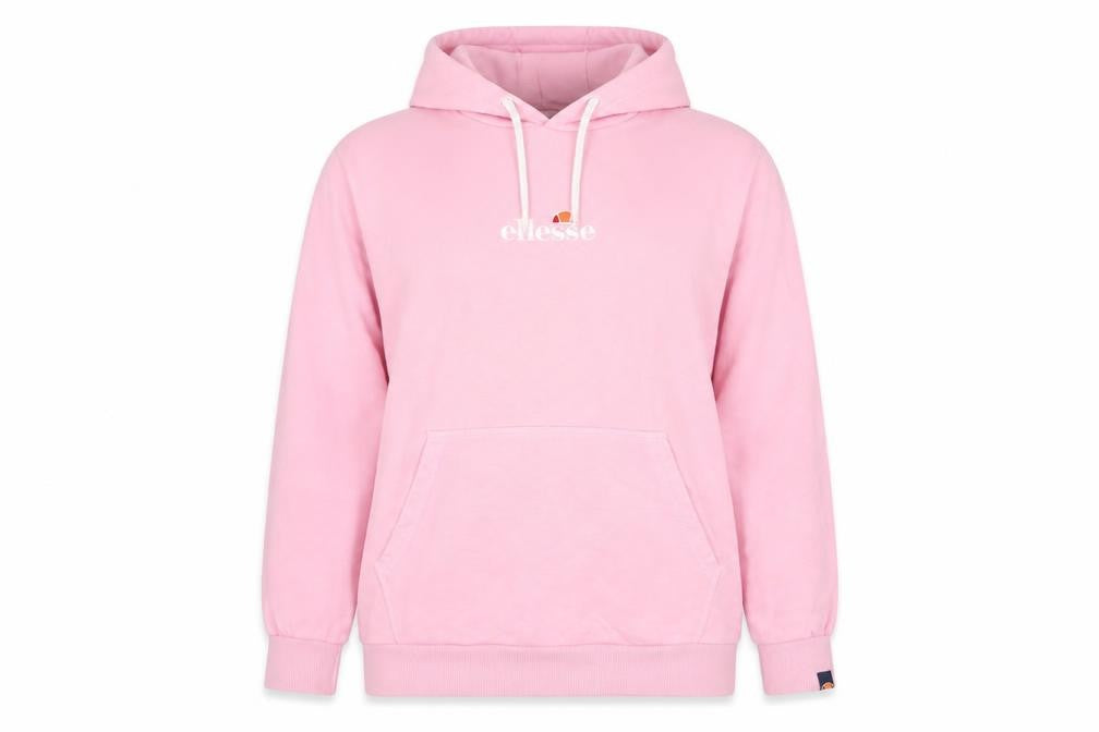 Ellesse Womens Pink Pullover Hoodie UK 12 Cotton Casual Logo Sweatshirt