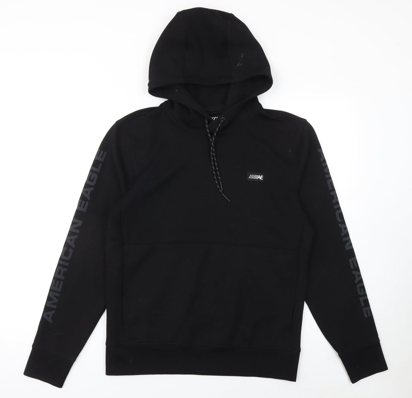 American Eagle Mens Black XS Pullover Hoodie with Logo Graphic