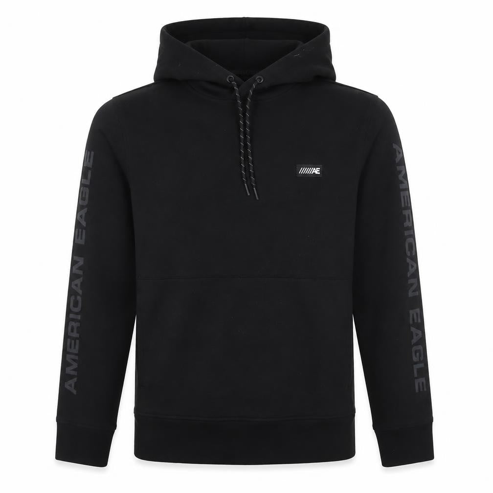 American Eagle Mens Black XS Pullover Hoodie with Logo Graphic