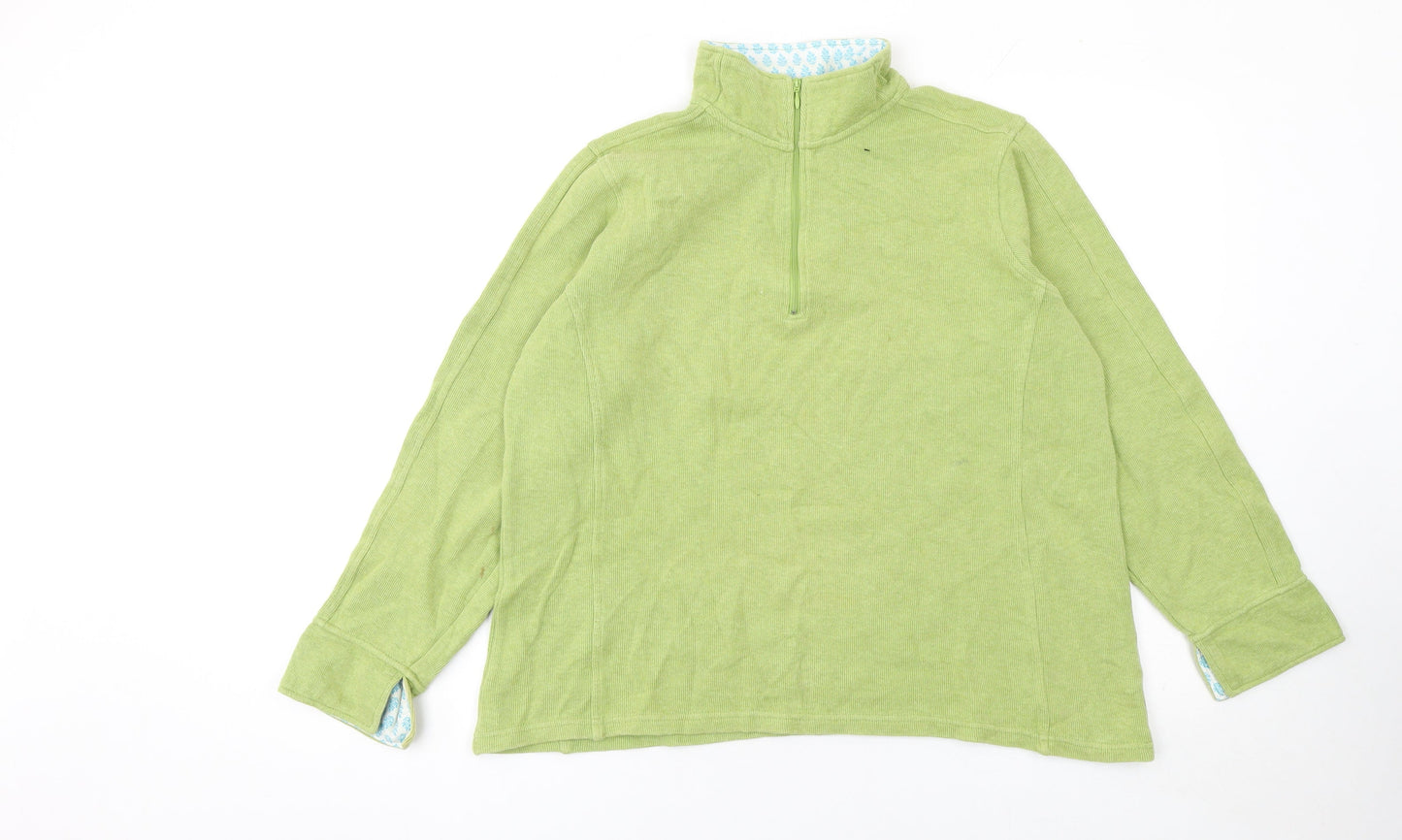 Orvis Women's Green Cotton 1/2 Zip Mock Neck Jumper Size L