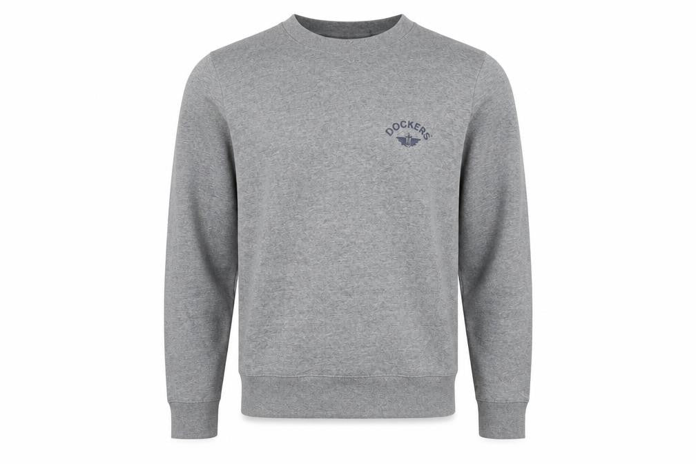Dockers Men Grey Regular Fit Crew Neck Fleece Sweatshirt Size S