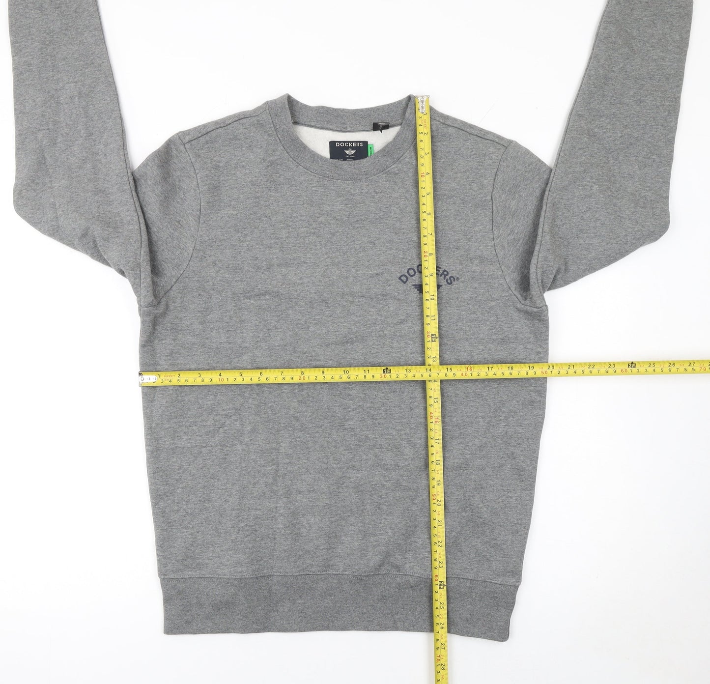 Dockers Men Grey Regular Fit Crew Neck Fleece Sweatshirt Size S