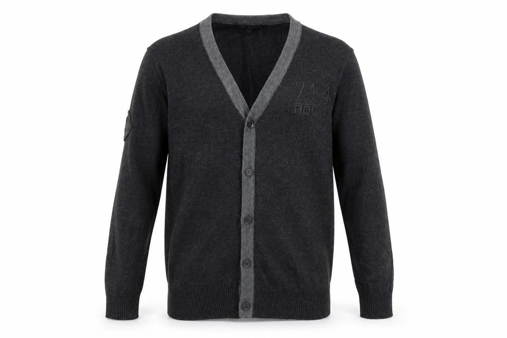 Rebel Boys Dark Grey Cotton Cardigan 152cm Button-Up V-Neck Jumper