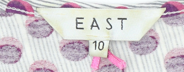 East Women Pink Polka Dot Stretch Shift Dress Size 10