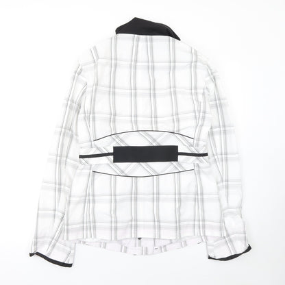 Frandsen Womens White Check Rain Coat Jacket Size 8 Waterproof Belted