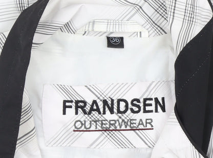 Frandsen Womens White Check Rain Coat Jacket Size 8 Waterproof Belted