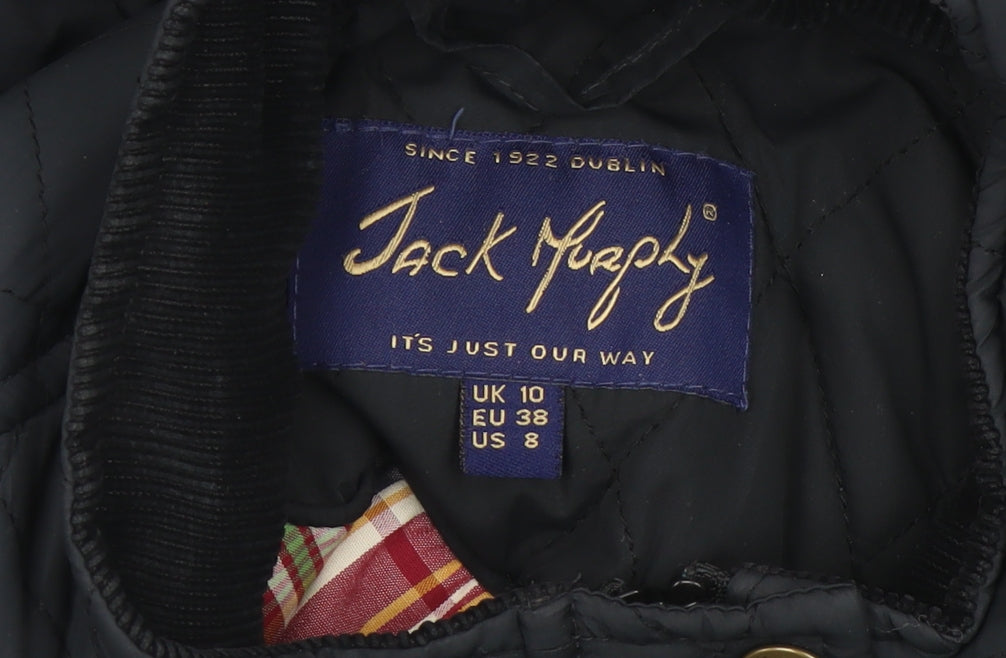 Jack Murphy Womens Black Quilted Jacket Size 10 Regular Padded Coat