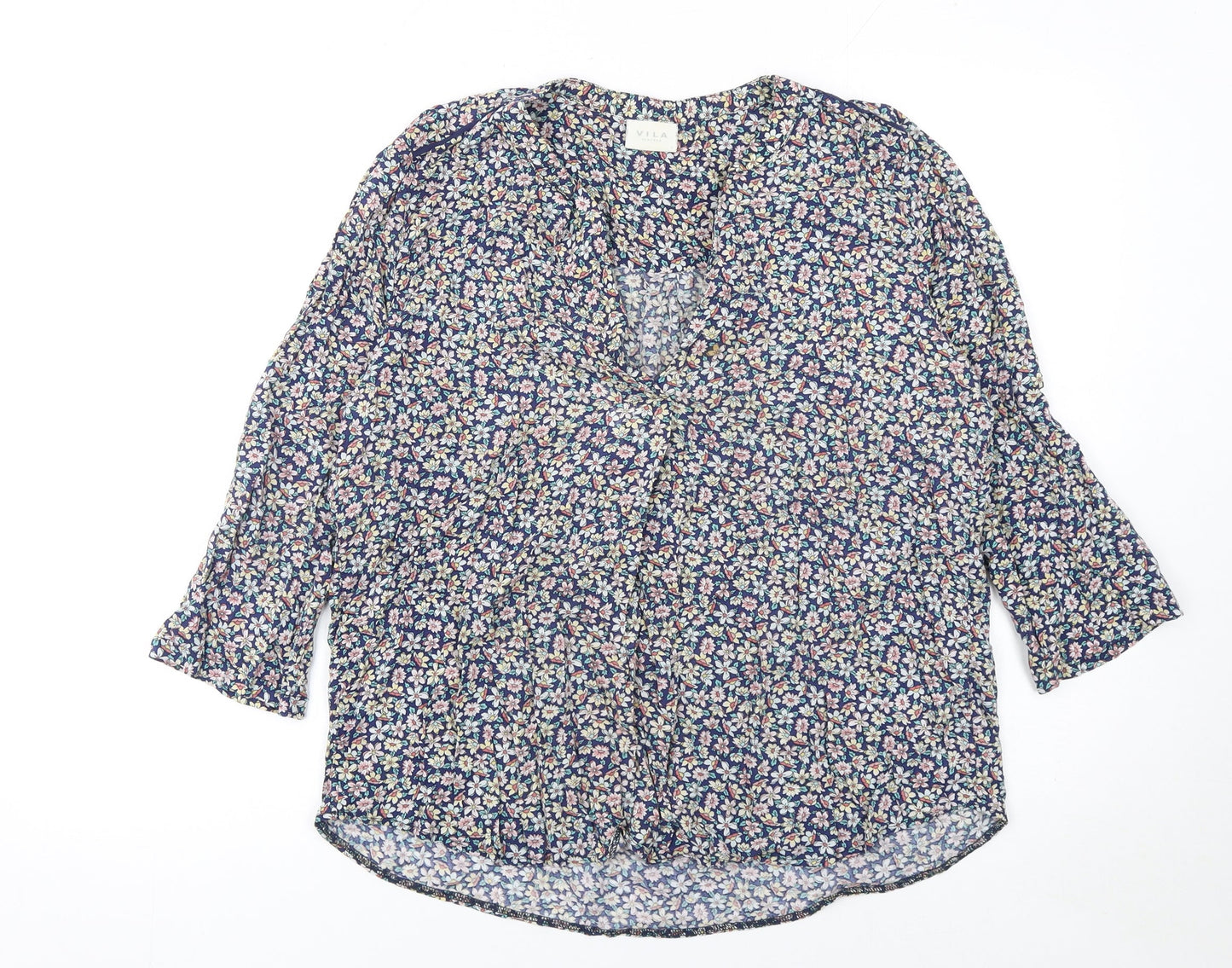 Vila Women’s Multicoloured Floral V-Neck Tunic Blouse Size L