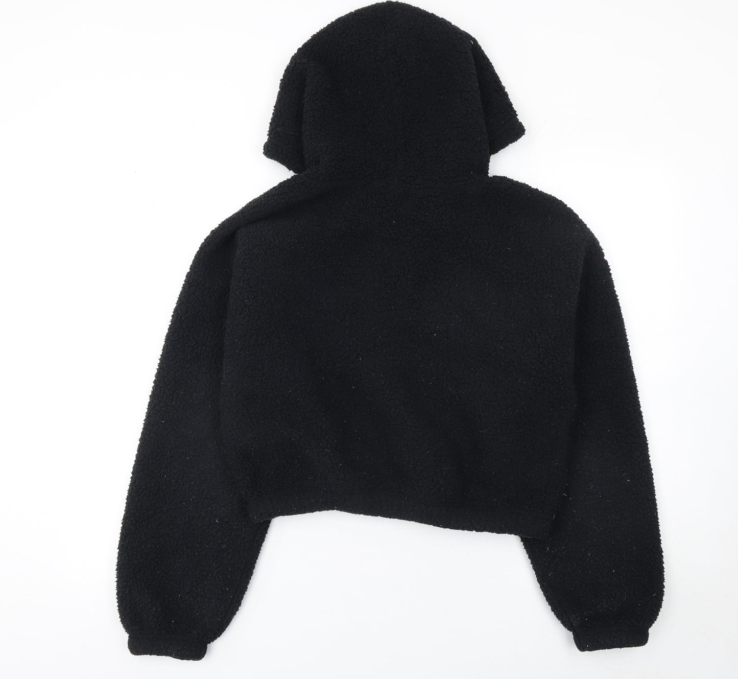 Gilly Hicks Womens Black Faux Fur Hooded Pullover Sweatshirt M