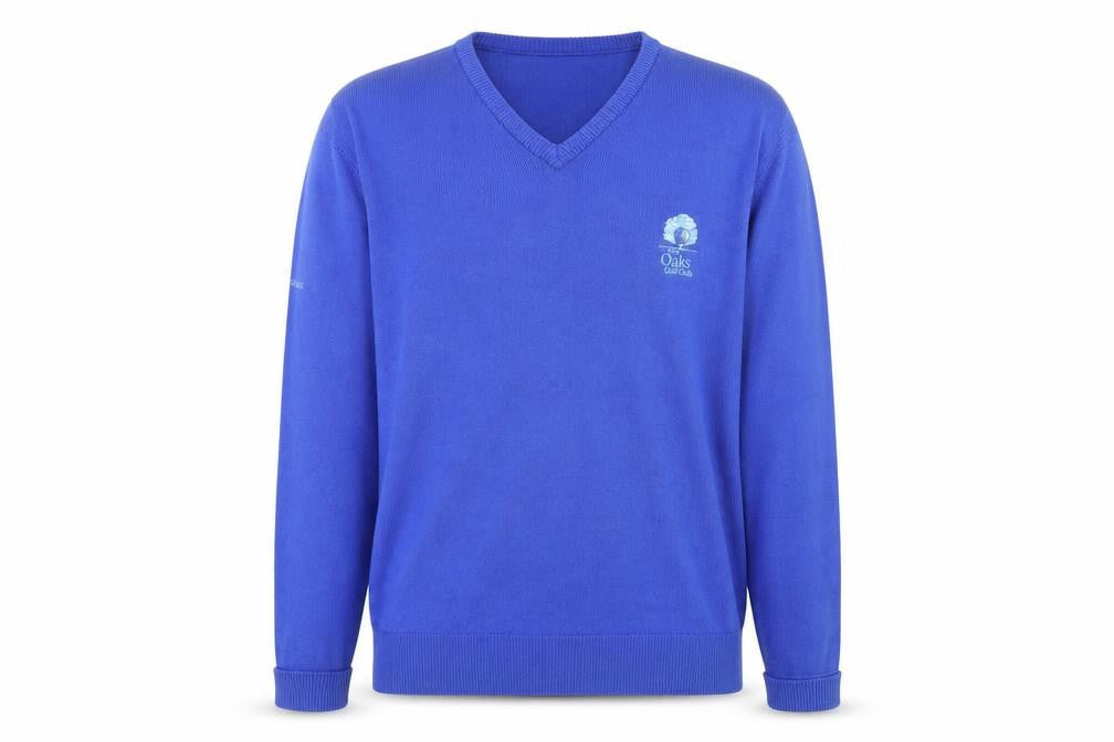Glenbrae Mens Blue Wool V-Neck Golf Jumper Size L