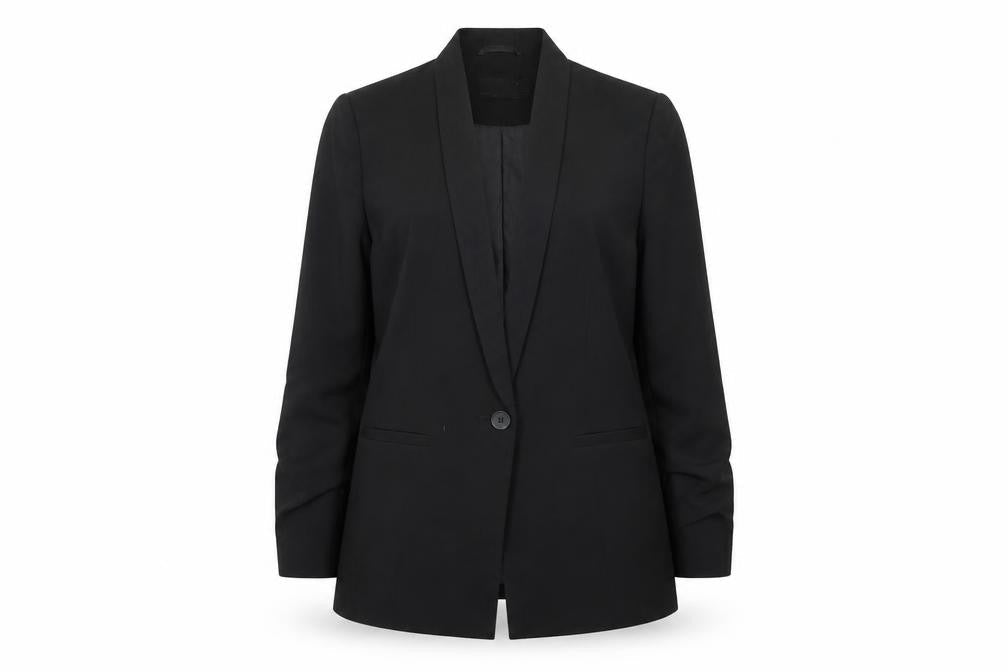 ASOS Design Womens Black Longline Single-Breasted Suit Blazer UK 16