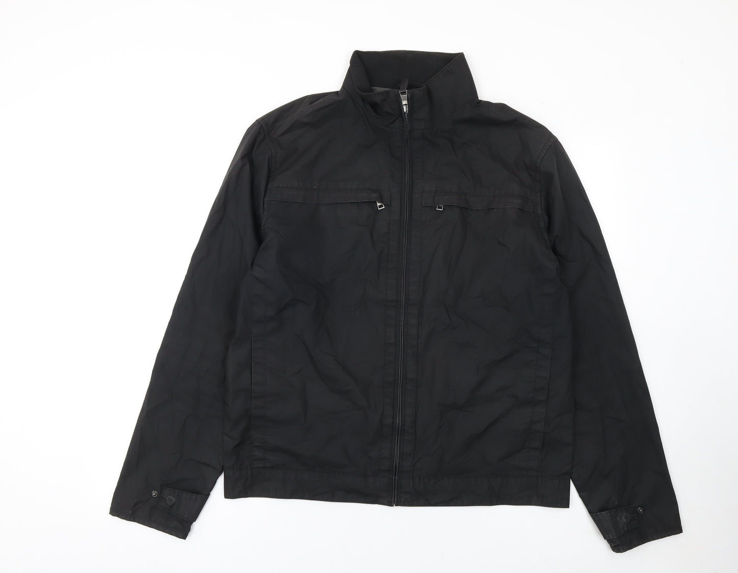 Marks and Spencer Men's Black Medium Cotton Zip Jacket