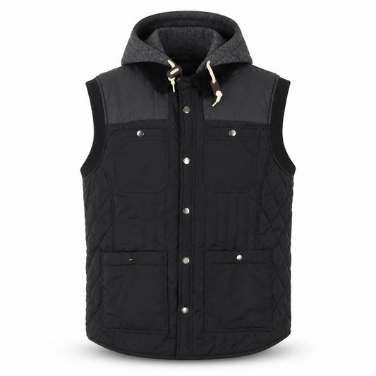 River Island Men's Black Quilted Hooded Bodywarmer Waistcoat S