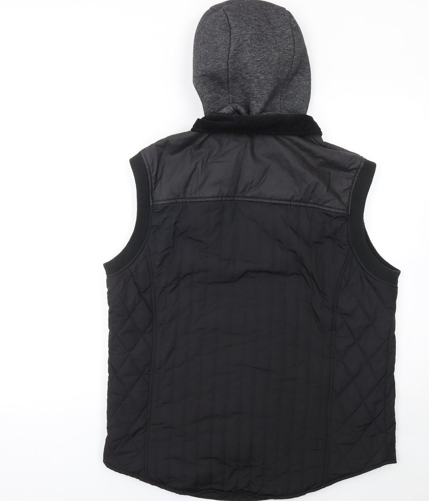 River Island Men's Black Quilted Hooded Bodywarmer Waistcoat S
