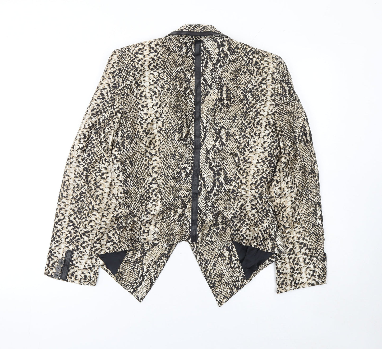 Zara Woman Beige Snake Print Blazer Jacket Small Single-Breasted