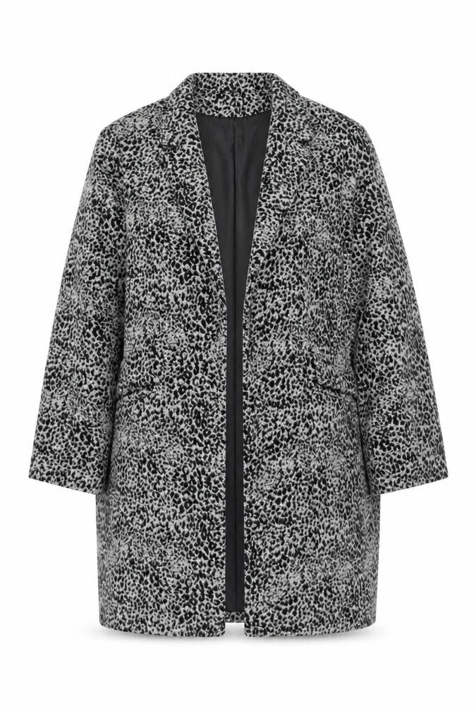 George Women’s Grey Animal Print Mid-Length Wool Blend Coat Size 20