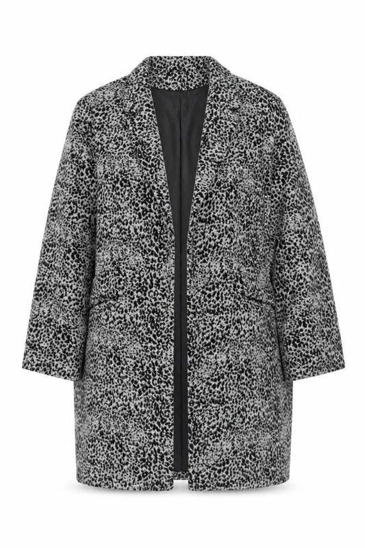 George Women’s Grey Animal Print Mid-Length Wool Blend Coat Size 20