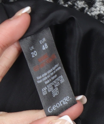 George Women’s Grey Animal Print Mid-Length Wool Blend Coat Size 20