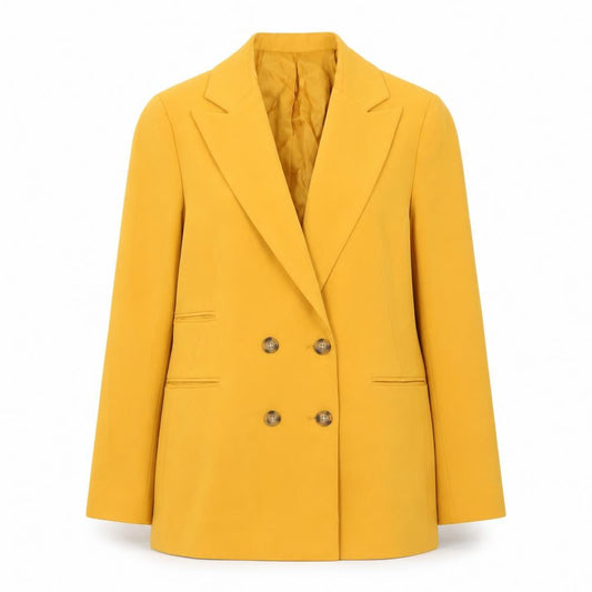 Topshop Women Yellow Double-Breasted Blazer Jacket UK 4 Slim Fit