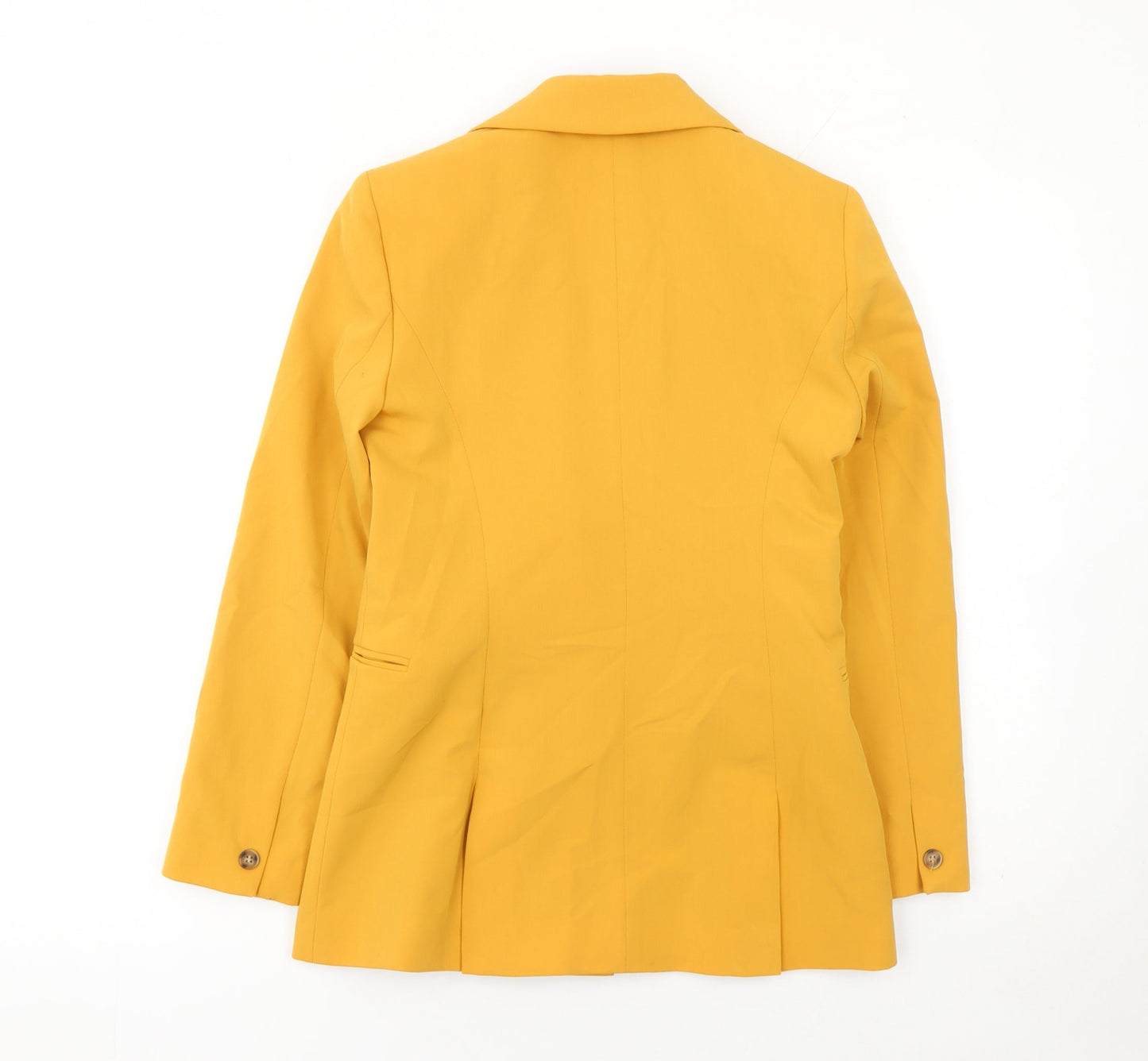 Topshop Women Yellow Double-Breasted Blazer Jacket UK 4 Slim Fit