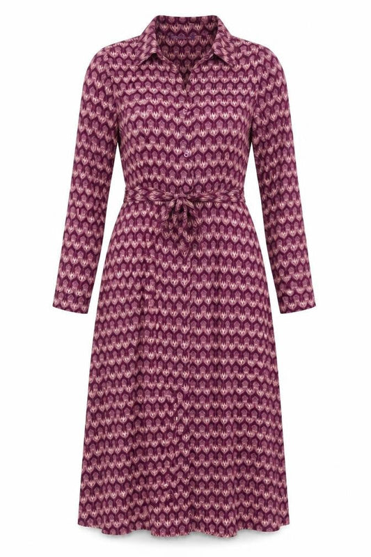 Kate & Pippa Women’s Purple Geometric Long Sleeve Shirt Dress XS