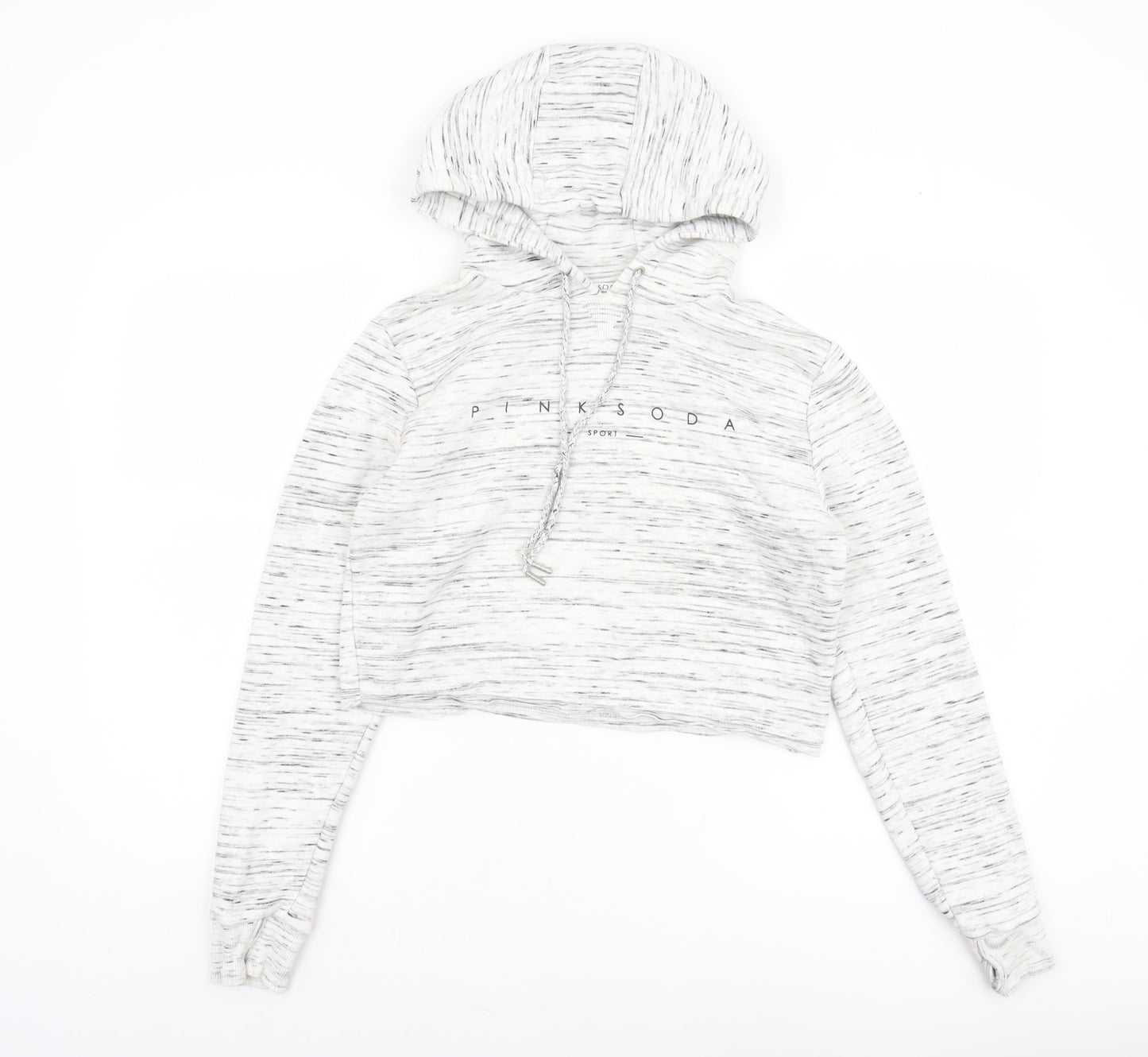 Pink Soda Sport Women's Grey Cropped Hoodie UK 10 Pullover