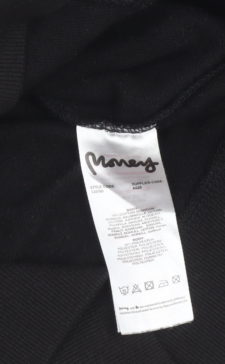 Money Women Black Size 12 Pullover Hoodie 70% Cotton Blend Logo Print