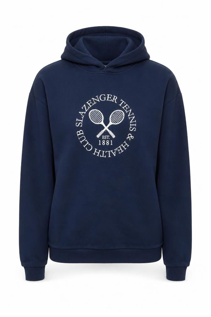 Slazenger Womens Navy Blue Pullover Hoodie UK 8 Cotton Blend Tennis Print