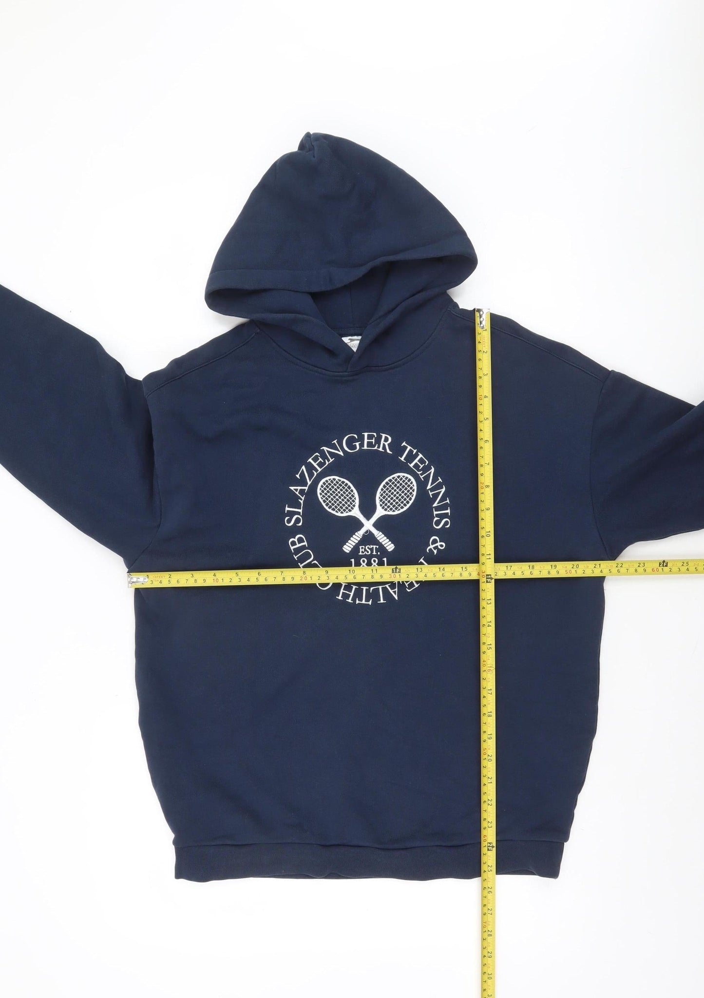 Slazenger Womens Navy Blue Pullover Hoodie UK 8 Cotton Blend Tennis Print