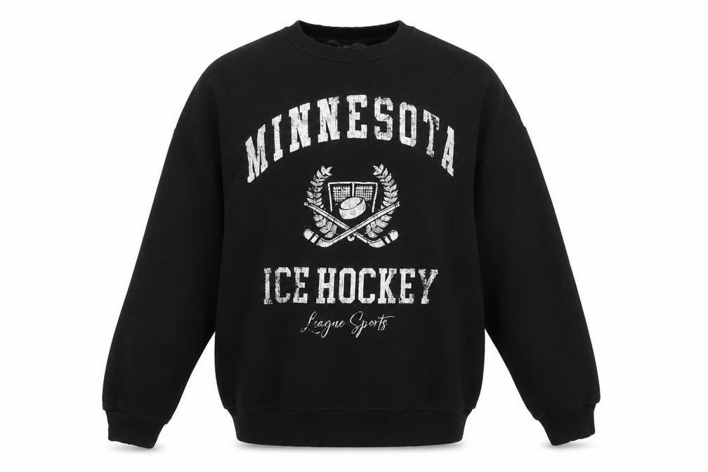Primark Men's Black Minnesota Ice Hockey Graphic Sweatshirt XS