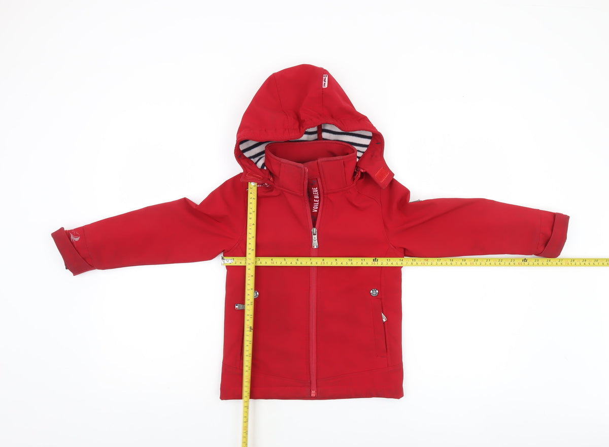 Voile Bleue Boys Red Hooded Soft Shell Jacket 6 Years Windproof Lined