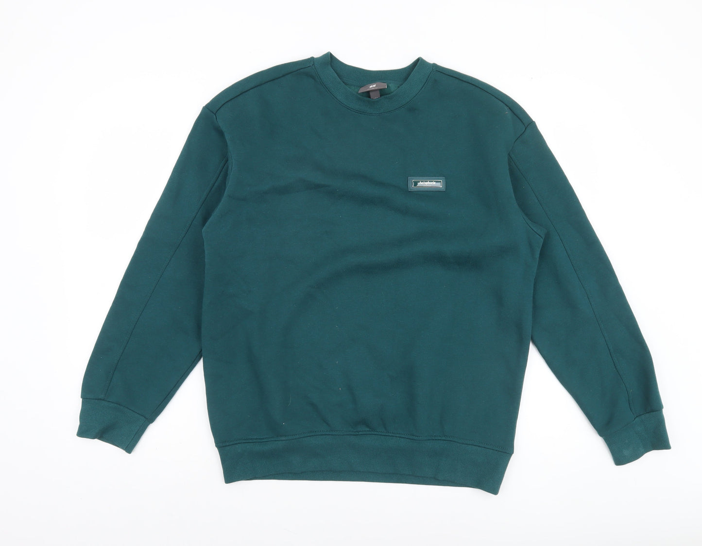H&M Men's Green Relaxed Fit Pullover Sweatshirt Size S