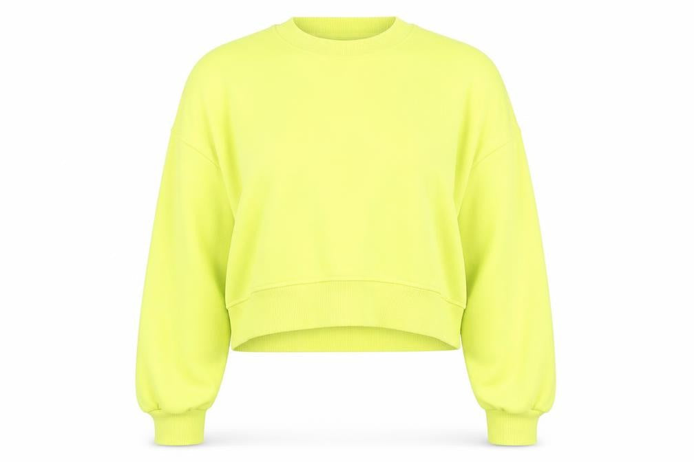 Primark Women Yellow Crew Neck Pullover Sweatshirt L Relaxed Fit