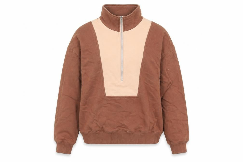 Nude Lucy Womens Brown 1/4 Zip Organic Cotton Pullover Sweatshirt XXS
