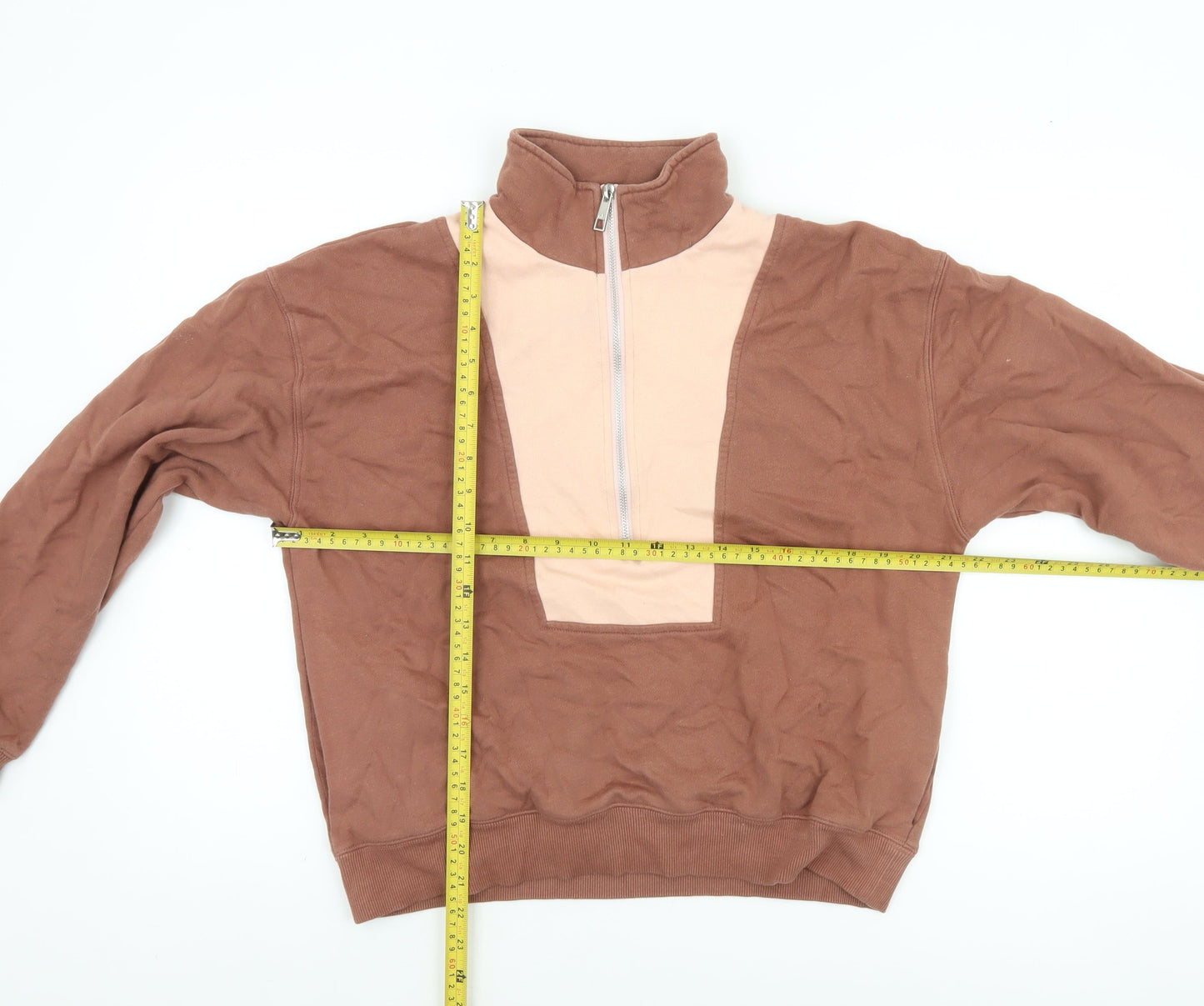 Nude Lucy Womens Brown 1/4 Zip Organic Cotton Pullover Sweatshirt XXS