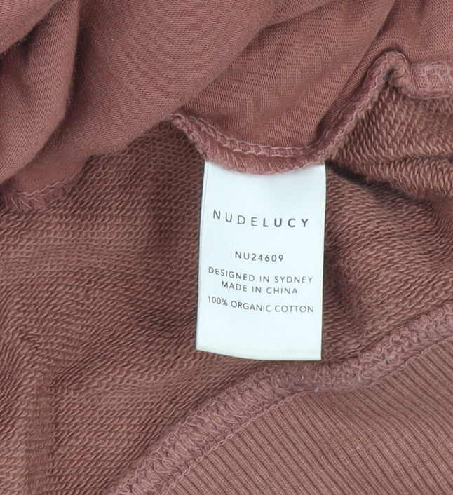 Nude Lucy Womens Brown 1/4 Zip Organic Cotton Pullover Sweatshirt XXS