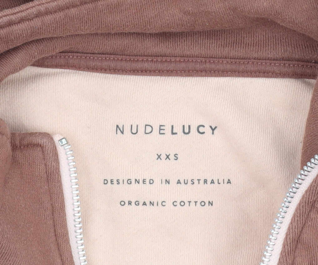 Nude Lucy Womens Brown 1/4 Zip Organic Cotton Pullover Sweatshirt XXS