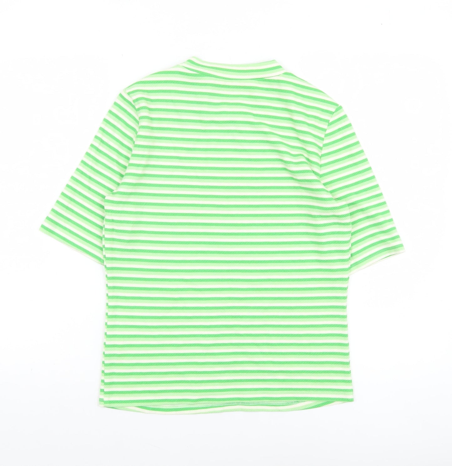 Kelly & Grace Women’s Green Striped Short Sleeve Cotton T-Shirt, Size S